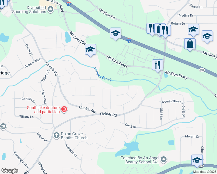 map of restaurants, bars, coffee shops, grocery stores, and more near 7440 Chad's Circle in Jonesboro