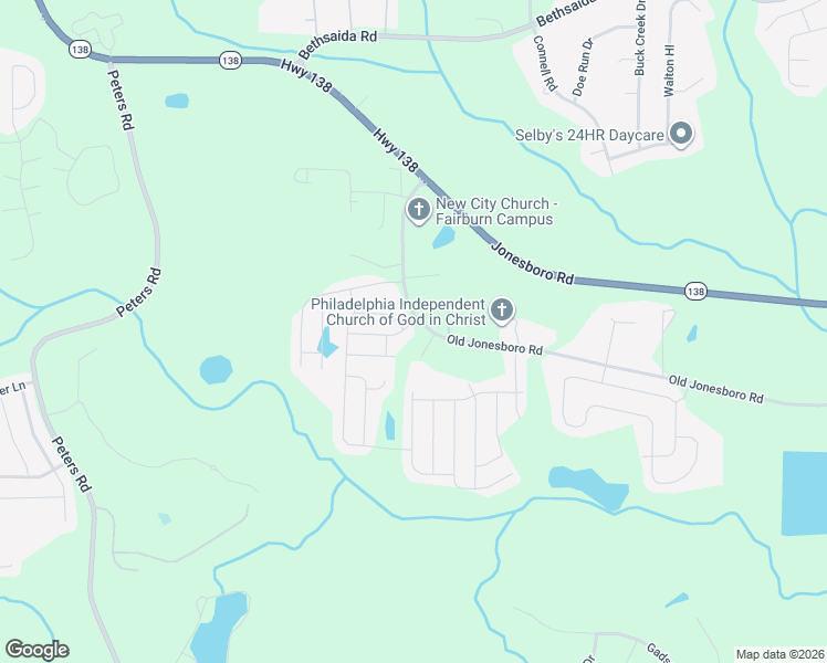 map of restaurants, bars, coffee shops, grocery stores, and more near 600 Superior Way in Fairburn