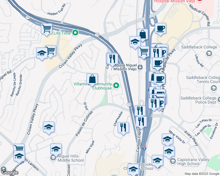 map of restaurants, bars, coffee shops, grocery stores, and more near in Laguna Niguel