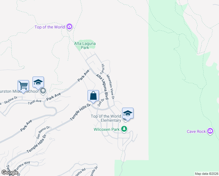 map of restaurants, bars, coffee shops, grocery stores, and more near 3043 Mountain View Drive in Laguna Beach