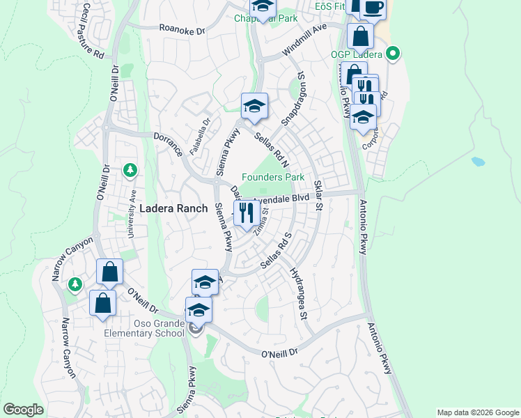 map of restaurants, bars, coffee shops, grocery stores, and more near 15 Whitworth Street in Mission Viejo