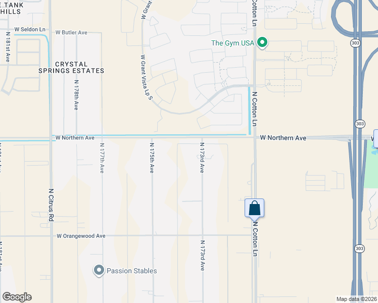 map of restaurants, bars, coffee shops, grocery stores, and more near 7836 North 173rd Avenue in Waddell