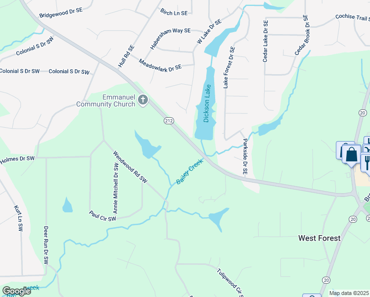 map of restaurants, bars, coffee shops, grocery stores, and more near 1320 Georgia 212 in Conyers