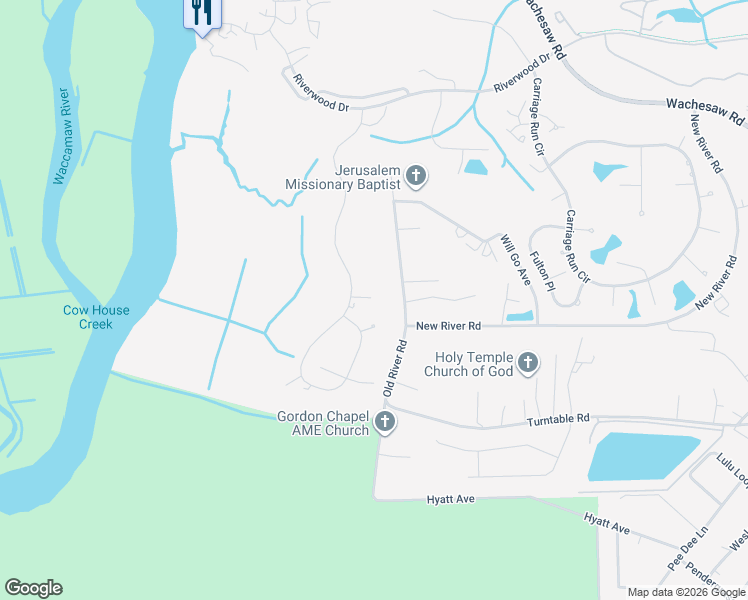 map of restaurants, bars, coffee shops, grocery stores, and more near 4506 Rice Cart Way in Murrells Inlet