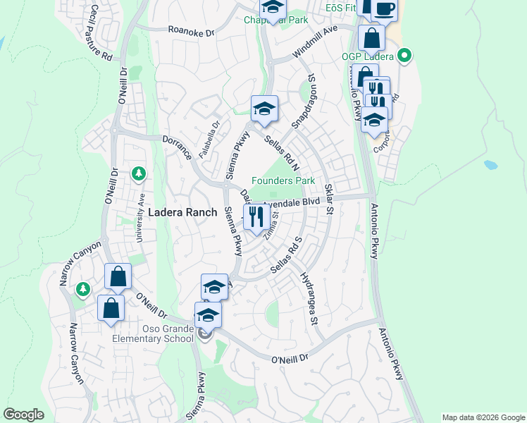 map of restaurants, bars, coffee shops, grocery stores, and more near 15 Whitworth Street in Mission Viejo