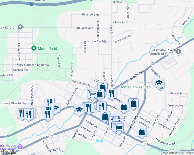 map of restaurants, bars, coffee shops, grocery stores, and more near 8292 Hall Avenue in Leeds