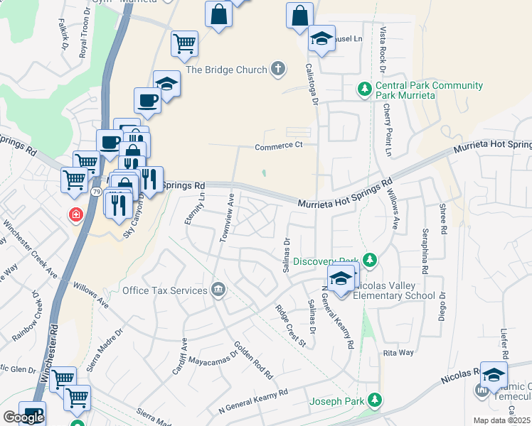 map of restaurants, bars, coffee shops, grocery stores, and more near in Murrieta