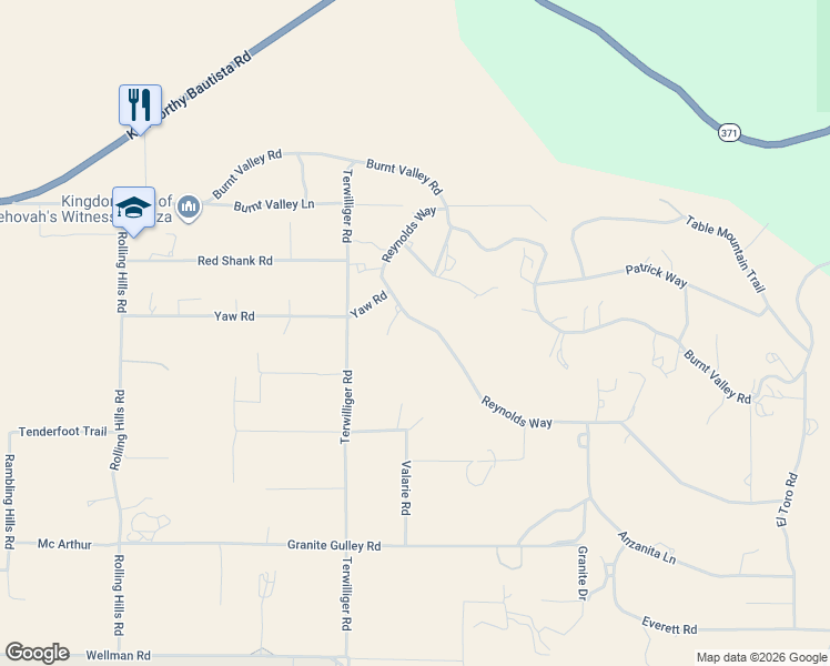 map of restaurants, bars, coffee shops, grocery stores, and more near 59063 Reynolds Way in Anza