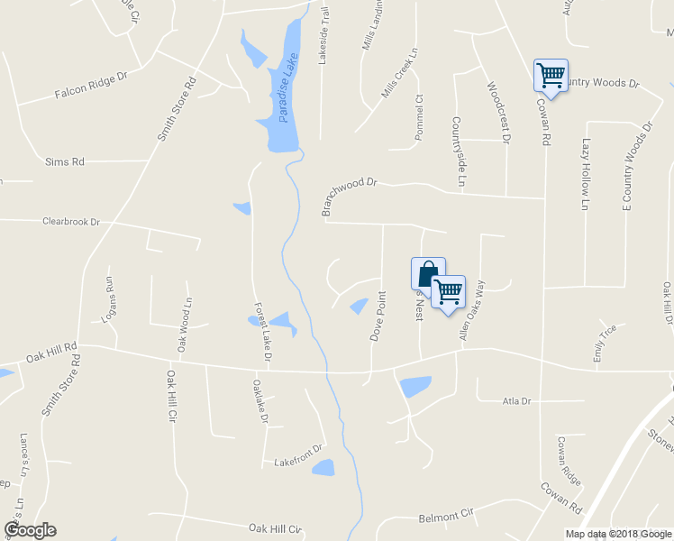 map of restaurants, bars, coffee shops, grocery stores, and more near 50 Dove Point Circle in Covington