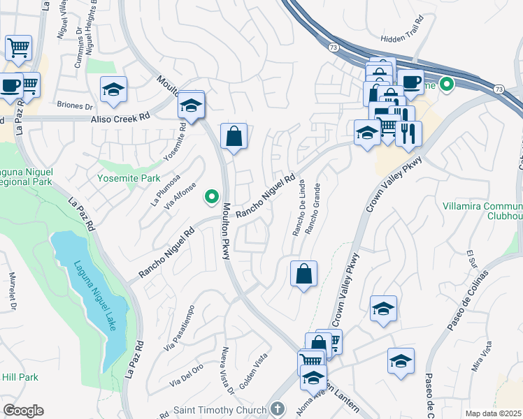 map of restaurants, bars, coffee shops, grocery stores, and more near 24946 Via Denise in Laguna Niguel