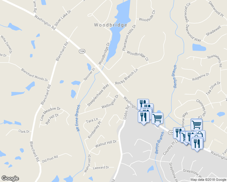 map of restaurants, bars, coffee shops, grocery stores, and more near 4657 Wellington Court in Evans