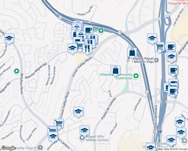 map of restaurants, bars, coffee shops, grocery stores, and more near in Laguna Niguel