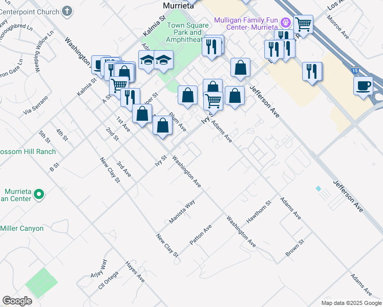 map of restaurants, bars, coffee shops, grocery stores, and more near 41900 Ivy Street in Murrieta