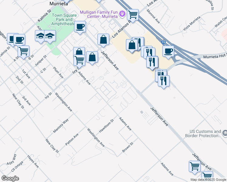 map of restaurants, bars, coffee shops, grocery stores, and more near 25251 Windy Cove Street in Murrieta
