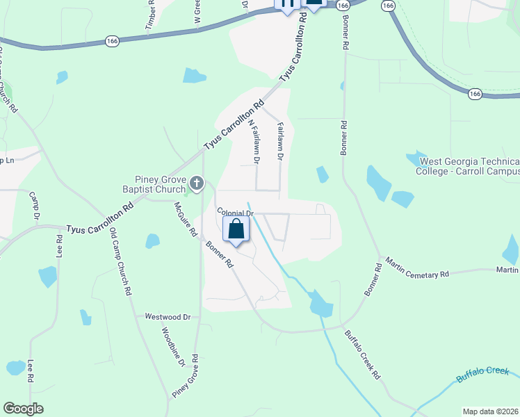map of restaurants, bars, coffee shops, grocery stores, and more near 80 Colonial Drive in Carrollton