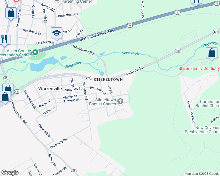 map of restaurants, bars, coffee shops, grocery stores, and more near 157 Jon Road in Warrenville