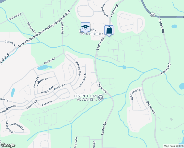 map of restaurants, bars, coffee shops, grocery stores, and more near 7505 Lester Road in Union City