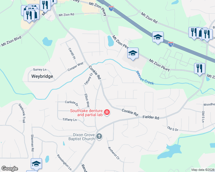 map of restaurants, bars, coffee shops, grocery stores, and more near 2355 Alden Woods in Jonesboro