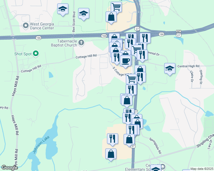 map of restaurants, bars, coffee shops, grocery stores, and more near 111 Vineyard Walk in Carrollton