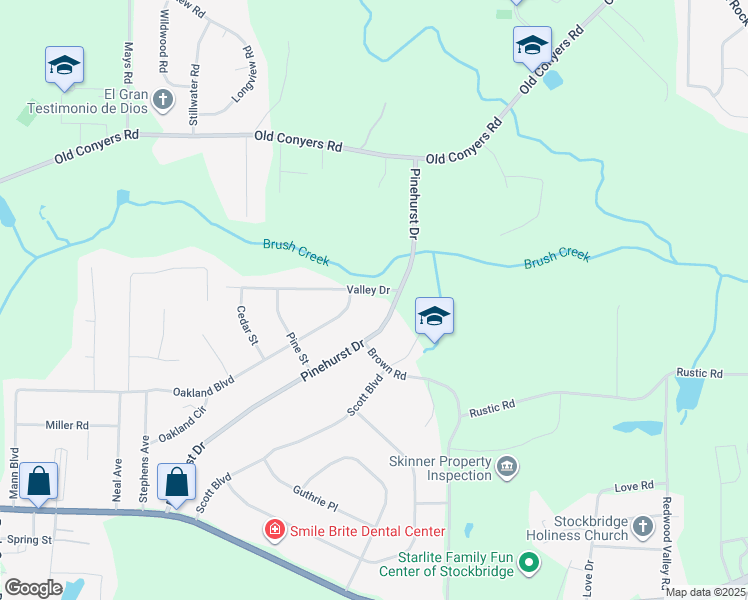 map of restaurants, bars, coffee shops, grocery stores, and more near 35 Valley Drive in Stockbridge