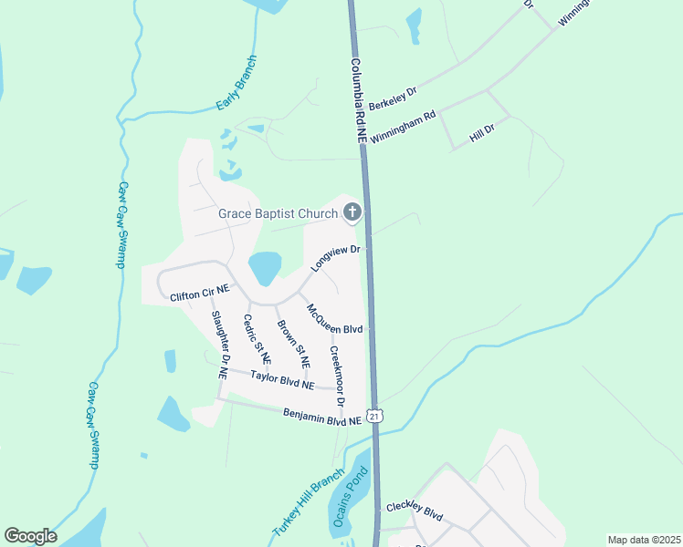 map of restaurants, bars, coffee shops, grocery stores, and more near 4265 Columbia Road Northeast in Orangeburg