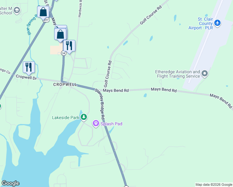 map of restaurants, bars, coffee shops, grocery stores, and more near 3705 Mays Bend Road in Pell City