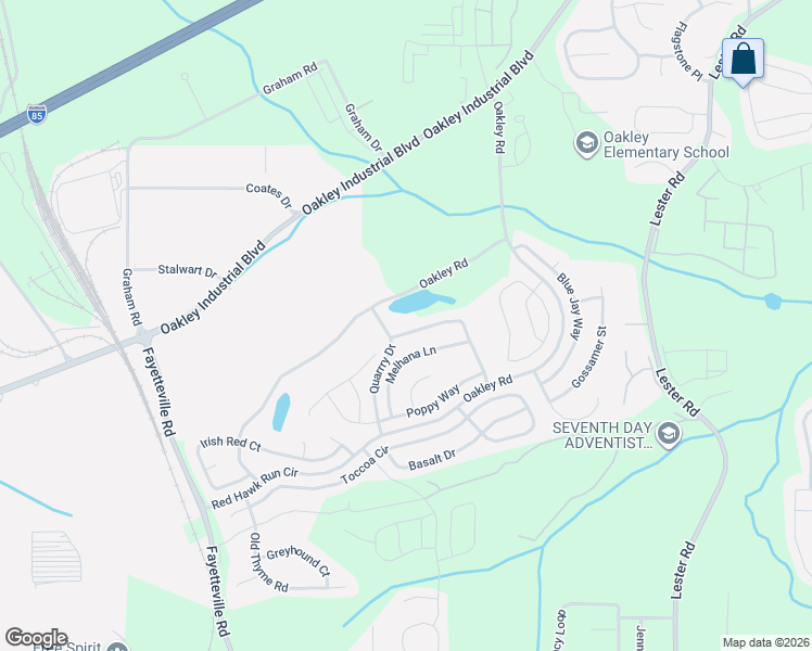 map of restaurants, bars, coffee shops, grocery stores, and more near 7495 Oakley Road in Union City