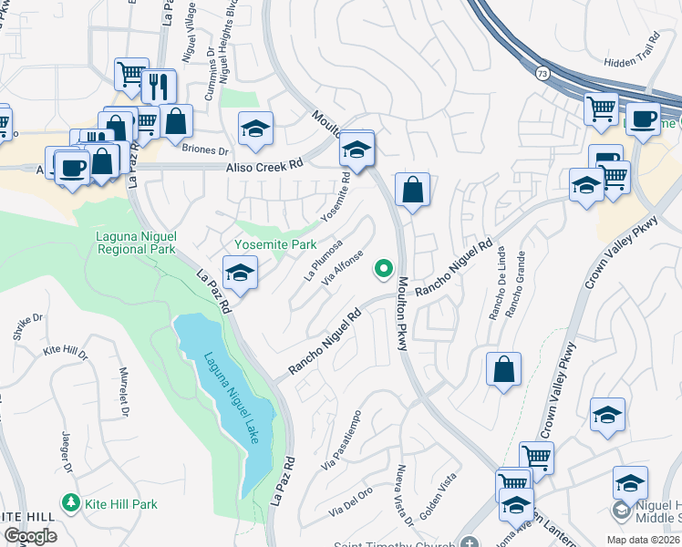 map of restaurants, bars, coffee shops, grocery stores, and more near 28332 Via Alfonse in Laguna Niguel