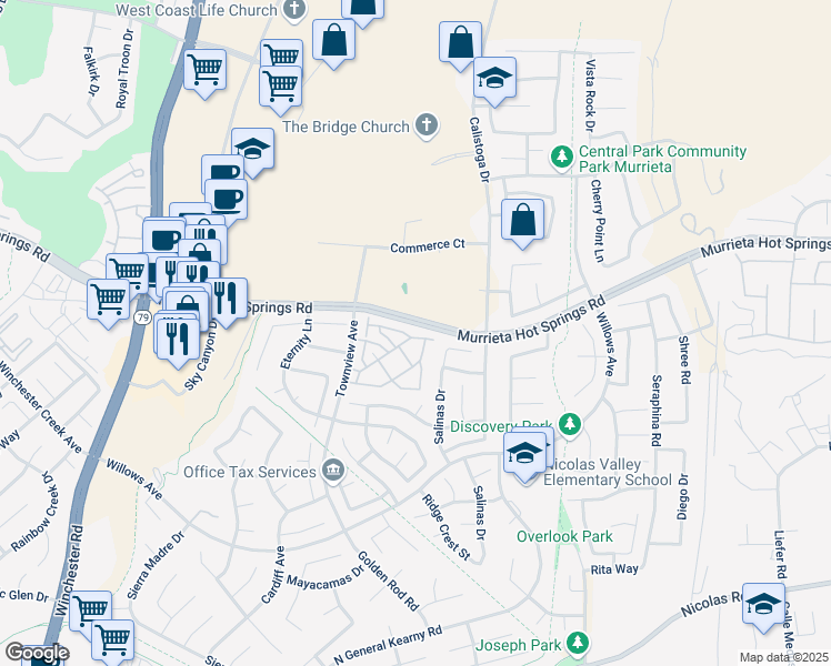 map of restaurants, bars, coffee shops, grocery stores, and more near 30398 Island Bay in Murrieta