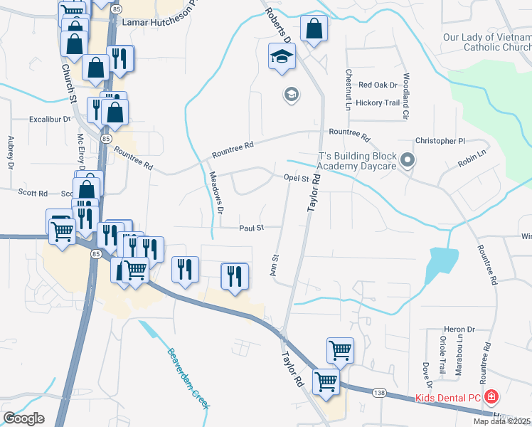 map of restaurants, bars, coffee shops, grocery stores, and more near 7431 Innes Street in Riverdale