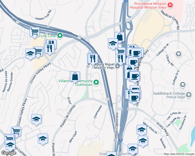 map of restaurants, bars, coffee shops, grocery stores, and more near in Laguna Niguel