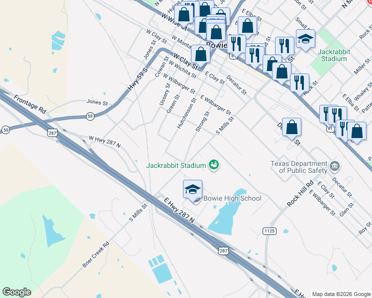 map of restaurants, bars, coffee shops, grocery stores, and more near 512 Strong Street in Bowie