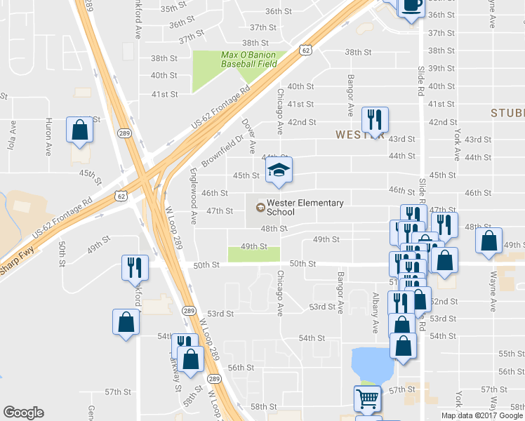 map of restaurants, bars, coffee shops, grocery stores, and more near 4602 Chicago Avenue in Lubbock