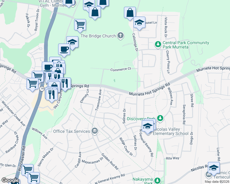 map of restaurants, bars, coffee shops, grocery stores, and more near 30376 Island Bay in Murrieta