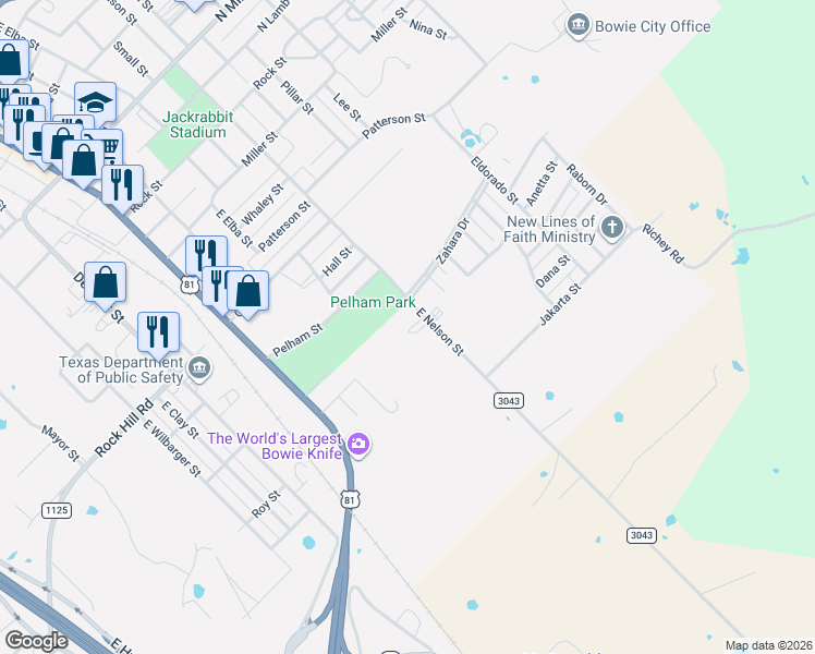 map of restaurants, bars, coffee shops, grocery stores, and more near 1307 East Nelson Street in Bowie