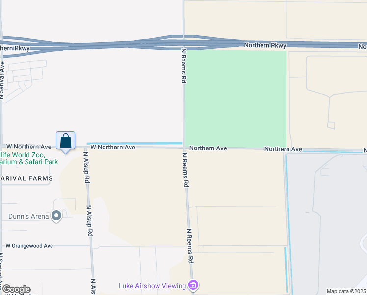 map of restaurants, bars, coffee shops, grocery stores, and more near 9350 West Northern Avenue in Waddell