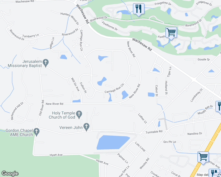 map of restaurants, bars, coffee shops, grocery stores, and more near 4543 Carriage Run Circle in Murrells Inlet