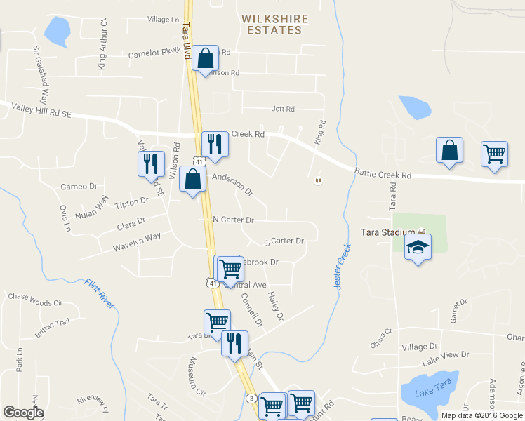 map of restaurants, bars, coffee shops, grocery stores, and more near 7422 Anderson Place in Jonesboro