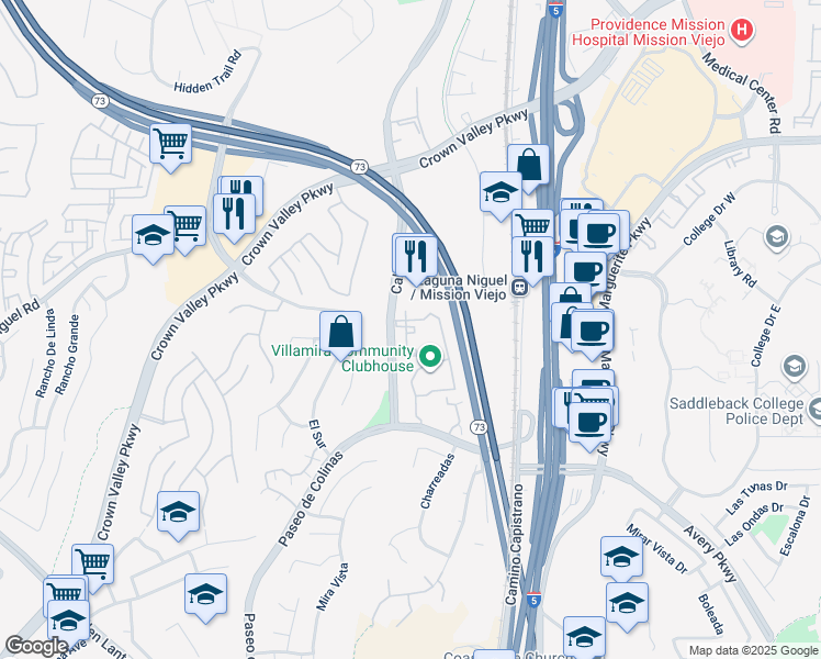 map of restaurants, bars, coffee shops, grocery stores, and more near in Laguna Niguel