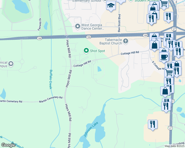 map of restaurants, bars, coffee shops, grocery stores, and more near 170 Nizzear Lane in Carrollton