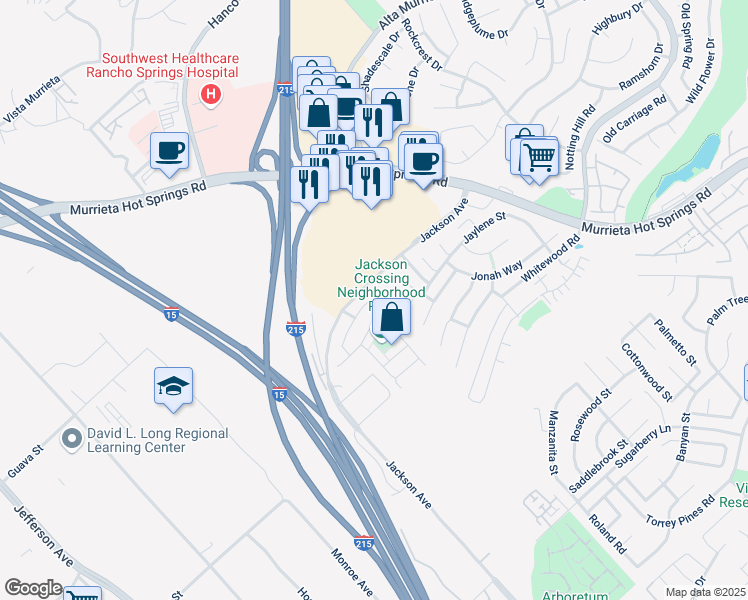 map of restaurants, bars, coffee shops, grocery stores, and more near 25904 Marco Polo Street in Murrieta