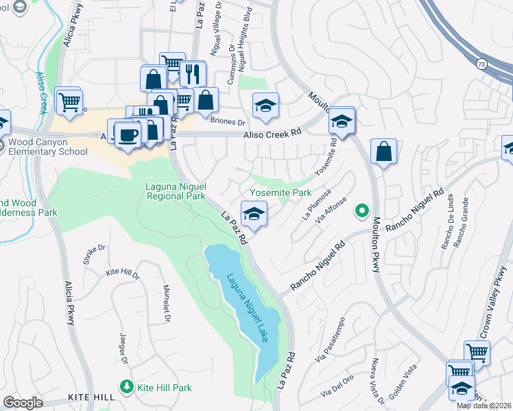 map of restaurants, bars, coffee shops, grocery stores, and more near 24356 Borrego Court in Laguna Niguel