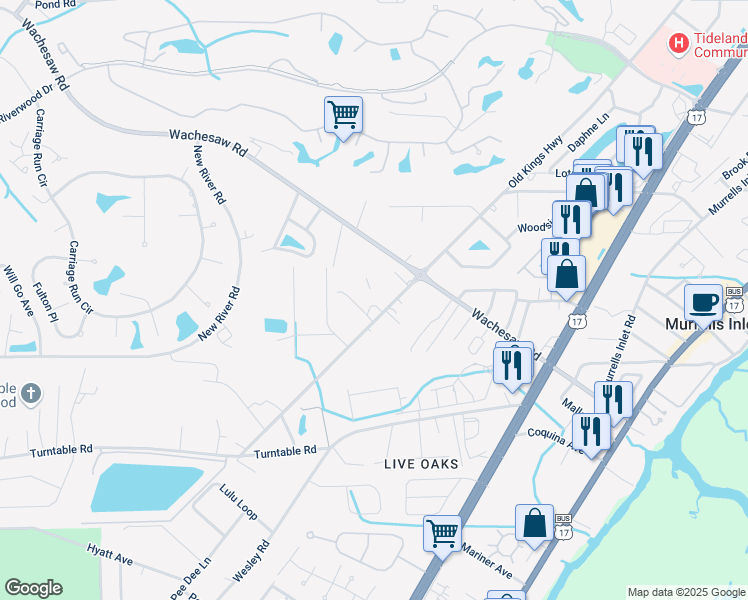 map of restaurants, bars, coffee shops, grocery stores, and more near 4518 Old Kings Highway in Murrells Inlet