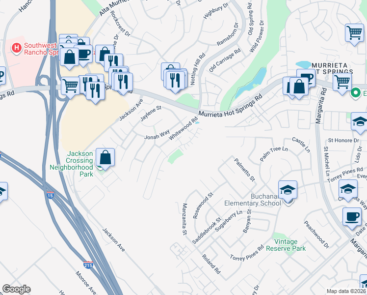 map of restaurants, bars, coffee shops, grocery stores, and more near 40138 Calle Real in Murrieta
