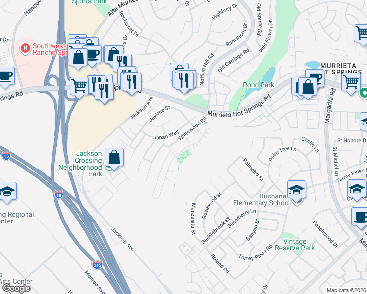 map of restaurants, bars, coffee shops, grocery stores, and more near 40138 Calle Real in Murrieta