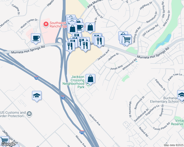 map of restaurants, bars, coffee shops, grocery stores, and more near 26253 Isabella Place in Murrieta