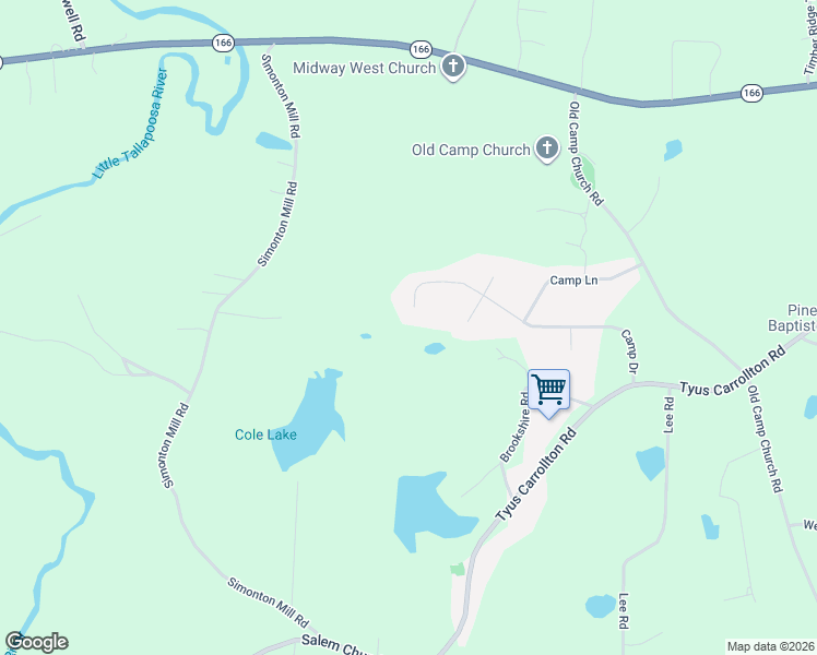 map of restaurants, bars, coffee shops, grocery stores, and more near 391 Camp Drive in Carrollton