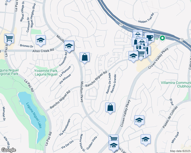 map of restaurants, bars, coffee shops, grocery stores, and more near 28307 Via Luis in Laguna Niguel
