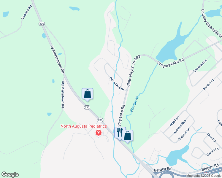 map of restaurants, bars, coffee shops, grocery stores, and more near 406 Springknob Circle in North Augusta