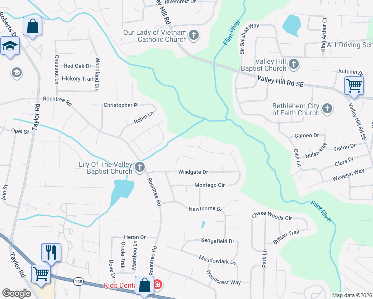 map of restaurants, bars, coffee shops, grocery stores, and more near 300 Montego Circle in Riverdale